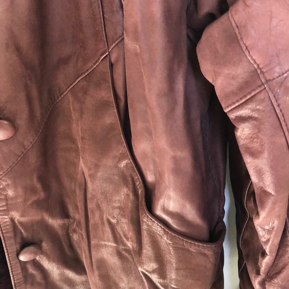 VTG Jacqueline Ferrar Genuine Leather Trench Coat size MP - Picture 4 of 16